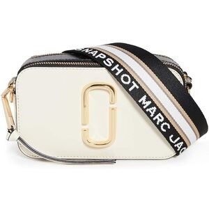 Marc Jacobs White and Black Crossbody Camera Bag with Gold Hardware